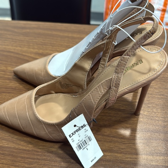 Express Sling back snake print tan heels size 8 - Picture 2 of 5